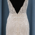 Crystal design gorgeous lace mermaid wedding dress bridal